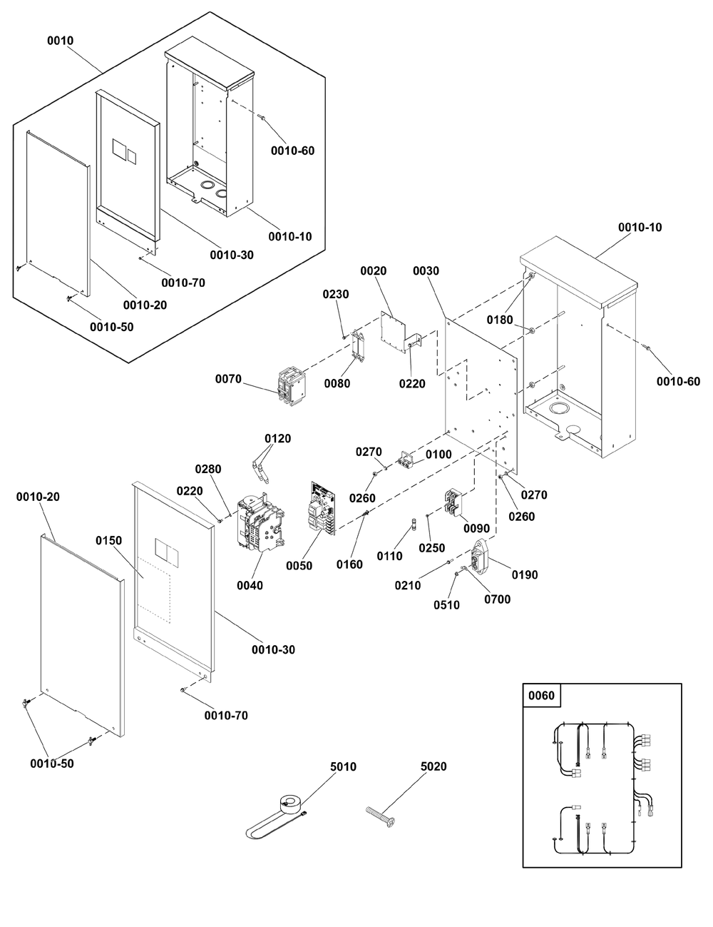 Transfer Switch - Hingeless Enclosure Diagram and Parts List for 071247-00  Briggs and Stratton Generator